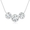 Angara Lab-grown Three Stone Bezel-set Round Diamond Pendant In White Gold/f-g