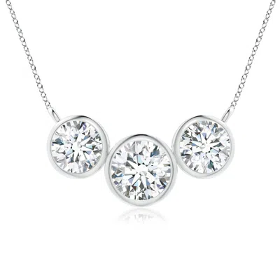 Angara Lab-grown Three Stone Bezel-set Round Diamond Pendant In Metallic