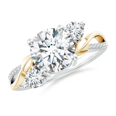 Angara Lab-grown Three Stone Diamond Twisted Vine Ring In Gold