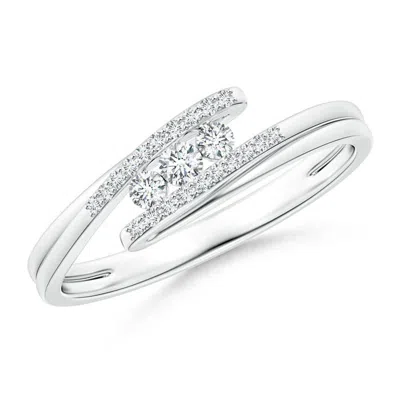 Angara Lab-grown Three Stone Round Diamond Twin Bypass Ring In Metallic