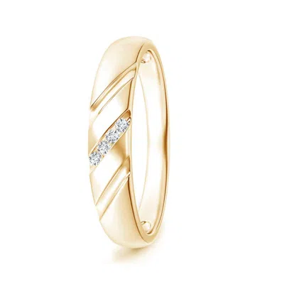 Angara Lab-grown Triple-ribbed Channel Set Diamond Men's Wedding Ring In Gold