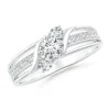 Angara Lab-grown Triple Shank Diagonal Diamond Three Stone Bypass Ring In White Gold/f-g