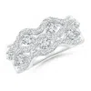 Angara Lab-grown Triple Wave Diamond Wide Anniversary Ring In White Gold/f-g