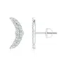 Angara Lab-grown Twin-row Diamond Crescent Moon Stud Earrings In White Gold/f-g