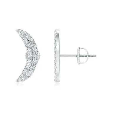 Angara Lab-grown Twin-row Diamond Crescent Moon Stud Earrings In Metallic