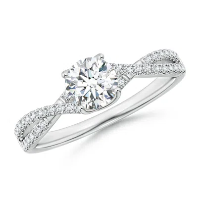 Angara Lab-grown Twist Shank Solitaire Round Diamond Engagement Ring In Metallic