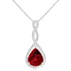 Angara Lab-grown Twisted Infinity Floating Ruby Drop Pendant In White Gold/deep Rich Red