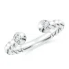 Angara Lab-grown Two-stone Round Diamond Beaded Shank Open Ring In Platinum/f-g
