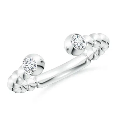 Angara Lab-grown Two-stone Round Diamond Beaded Shank Open Ring In Metallic