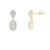 Angara Lab-grown Two Tier Claw-set Diamond Dangle Earrings With Halo In Yellow Gold/f-g