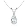 Angara Lab-grown V-bale Pear-shaped Diamond Solitaire Pendant In White Gold/f-g