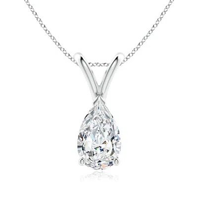 Angara Lab-grown V-bale Pear-shaped Diamond Solitaire Pendant In Metallic