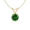 Angara Lab-grown V-bale Round Emerald Solitaire Pendant In Yellow Gold/rich Green