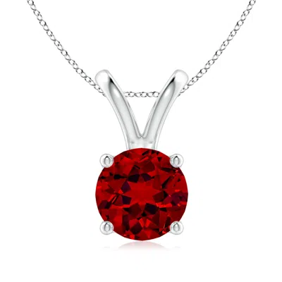 Angara Lab-grown V-bale Round Ruby Solitaire Pendant In Gold