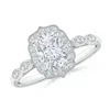 Angara Lab-grown Vintage Inspired Cushion Rectangular Diamond Ornate Halo Engagement Ring In White Gold/f-g