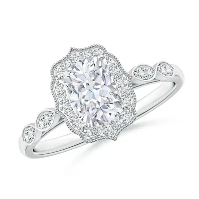 Angara Lab-grown Vintage Inspired Cushion Rectangular Diamond Ornate Halo Engagement Ring In Neutral