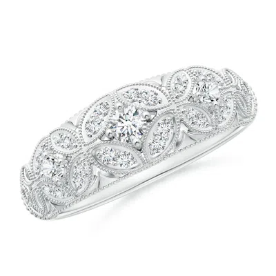 Angara Lab-grown Vintage Inspired Diamond Floral Anniversary Ring In Metallic