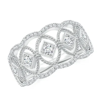Angara Lab-grown Vintage Inspired Diamond Openwork Anniversary Ring In Metallic