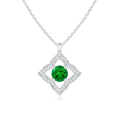 Angara Lab-grown Vintage Inspired Emerald Clover Pendant In Metallic