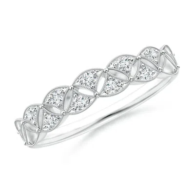 Angara Lab-grown Vintage Inspired Pave-set Diamond Leaf Cutout Wedding Band In White