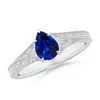 Angara Lab-grown Vintage Inspired Pear Blue Sapphire Split Shank Engagement Ring In White Gold/deep Rich Blue