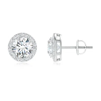 Angara Lab-grown Vintage-inspired Round Diamond Halo Stud Earrings In Metallic