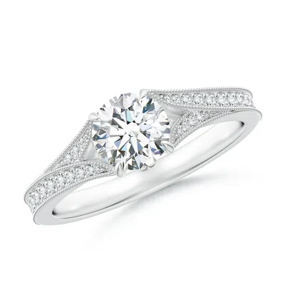 Angara Lab-grown Vintage Inspired Round Diamond Split Shank Engagement Ring In Metallic