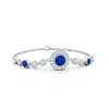 Angara Lab-grown Vintage Style Bezel-set Sapphire And Lab Diamond Bracelet In White Gold/deep Rich Blue
