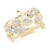 Angara Lab-grown Vintage Style Diamond Flower Scroll Ring In Yellow Gold/f-g