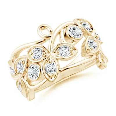 Angara Lab-grown Vintage Style Diamond Flower Scroll Ring In Gold