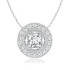 Angara Lab-grown Vintage Style Diamond Halo Pendant With Milgrain Detailing In White Gold/f-g