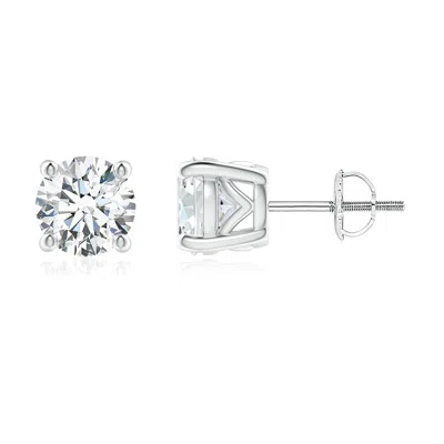 Angara Lab-grown Vintage Style Round Diamond Solitaire Stud Earrings In Metallic