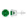 Angara Lab-grown Vintage Style Round Emerald Solitaire Stud Earrings In White Gold/rich Green