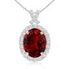 Angara Lab-grown Vintage Style Ruby Pendant With Lab Diamond Halo In White Gold/deep Rich Red