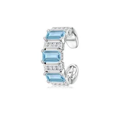 Angara Lee Harris X  0.85 Ctw Drew Aquamarine Ear Cuff In Blue