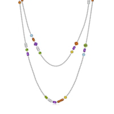 Angara Lee Harris X  10.67 Ctw Zelda Multi-color Gemstone Station Necklace In Metallic
