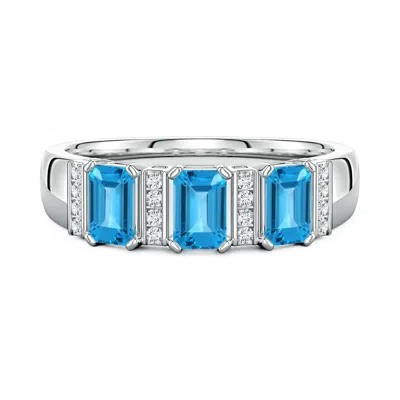 Angara Lee Harris X  1.15 Ctw Drew Swiss Blue Topaz Semi Eternity Ring In Brown