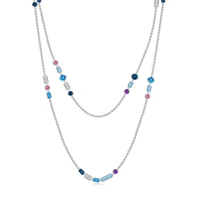 Angara Lee Harris X  11.71 Ctw Zelda Multi-gemstone Station Necklace In Metallic