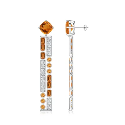 Angara Lee Harris X  12.29 Ctw Helen Citrine Linear Drop Earrings In Orange