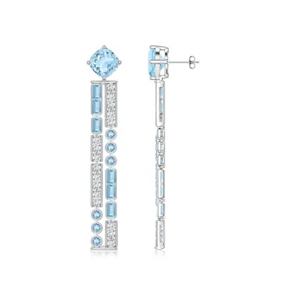 Angara Lee Harris X  12.35 Ctw Helen Aquamarine Linear Drop Earrings In Blue