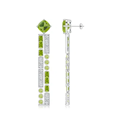 Angara Lee Harris X  13.63 Ctw Helen Peridot Linear Drop Earrings In Green