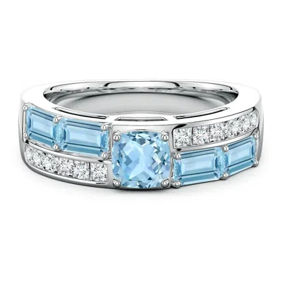 Angara Lee Harris X  1.77 Ctw Daisy Aquamarine Double Shank Ring In Metallic