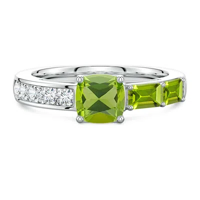 Angara Lee Harris X  2.03 Ctw Norma Peridot Side Stone Ring In Metallic