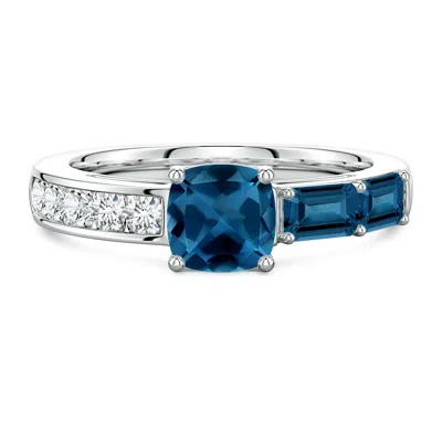 Angara Lee Harris X  2.09 Ctw Norma London Blue Topaz Side Stone Ring In Metallic