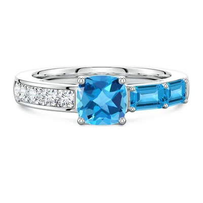 Angara Lee Harris X  2.09 Ctw Norma Swiss Blue Topaz Side Stone Ring In Metallic