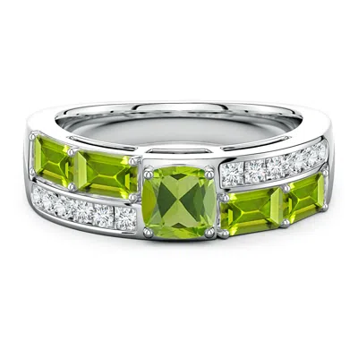 Angara Lee Harris X  2.13 Ctw Daisy Peridot Double Shank Ring In Metallic