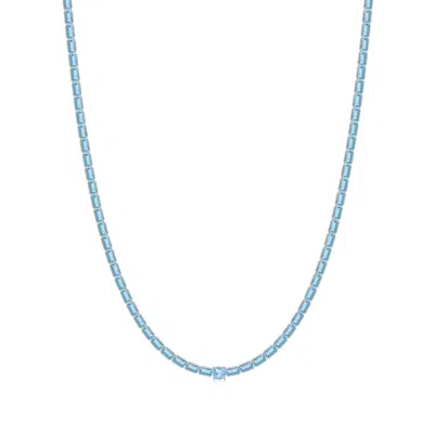 Angara Lee Harris X  22.02 Ctw Ann Aquamarine Tennis Necklace In Blue