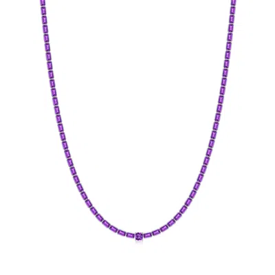 Angara Lee Harris X  22.1 Ctw Ann Amethyst Tennis Necklace In Purple