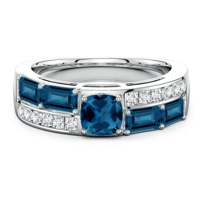 Angara Lee Harris X  2.35 Ctw Daisy London Blue Topaz Double Shank Ring In Metallic