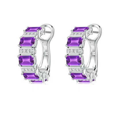Angara Lee Harris X  2.79 Ctw Drew Amethyst Hoop Earrings In Purple
